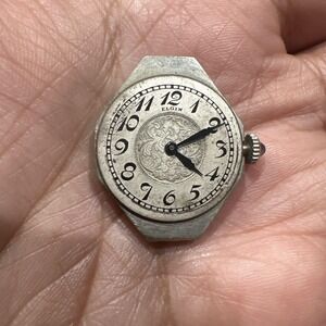 Vintage 1920 Lady Elgin Art Deco Antique Watch Movement Nickel Finish For Repair